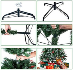 Shatchi 5Ft Balmoral Fir Christmas Tree With 480 Tips - Flocked Tips, Berries And Pine Cones Decoration - thumbnail 6