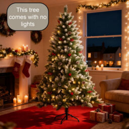 Shatchi 5Ft Balmoral Fir Christmas Tree With 480 Tips - Flocked Tips, Berries And Pine Cones Decoration - thumbnail 9