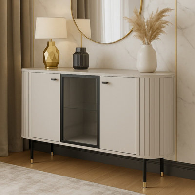 Cabinet Zante Za3 With Steel Handles And Legs Glass Shelf Cashmere - image 1