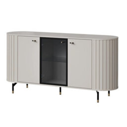 Cabinet Zante Za3 With Steel Handles And Legs Glass Shelf Cashmere - thumbnail 2