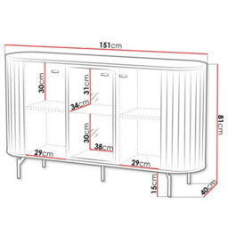 Cabinet Zante Za3 With Steel Handles And Legs Glass Shelf Cashmere - thumbnail 5