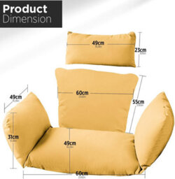 istyle mode Yellow Replacement Cushion For Swing Egg Chair, 5 Pieces Water-Resistant Hanging Basket Swing Chair Cushion - thumbnail 2