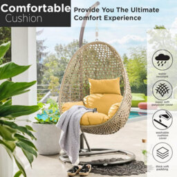 istyle mode Yellow Replacement Cushion For Swing Egg Chair, 5 Pieces Water-Resistant Hanging Basket Swing Chair Cushion - thumbnail 6