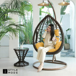 istyle mode Yellow Replacement Cushion For Swing Egg Chair, 5 Pieces Water-Resistant Hanging Basket Swing Chair Cushion - thumbnail 7