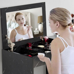 Vanity Desk Dressing Table With Flip Up Mirror And Stool Bedroom Makeup Desk Vanity Table Writing Desk Dresser Make Up Table For B - thumbnail 3