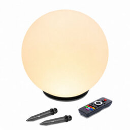 Gwsolar Solar Ball Light 40Cm Rgb Colour Changing Globe, 100Lm Warm White With Remote Control, Ip65 For Garden Patio Lawn Path - thumbnail 1