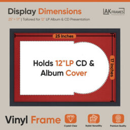 "AK Frames 25X17"" Black Step Vinyl Record Frame With Crimson Mount For 12 Inch Lp Cover & Disc - Overlapped Design" - thumbnail 2