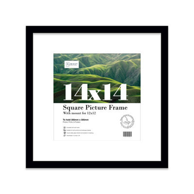 "14X14"" Black Picture Frame - 14X14"" Square Frame With 12X12"" Mount For 14X14""/12X12"" Pictures Art Deco Style Room Decor, 1 Pack" - image 1