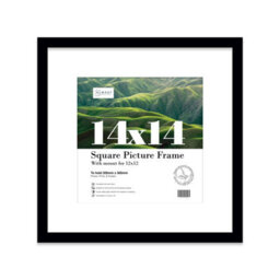 "14X14"" Black Picture Frame - 14X14"" Square Frame With 12X12"" Mount For 14X14""/12X12"" Pictures Art Deco Style Room Decor, 1 Pack" - thumbnail 1