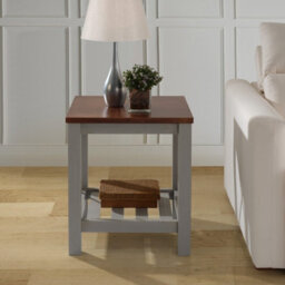 Mercers Furniture Cottage Grey Painted Pine Lamp Table Wooden With Storage Shelf Side End Unit Solid Wood 60H X 50W X 50D Cm - thumbnail 2
