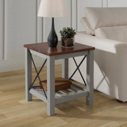 Mercers Furniture Cottage Grey Painted Pine Lamp Table Wooden With Storage Shelf Side End Unit Solid Wood 60H X 50W X 50D Cm - thumbnail 1