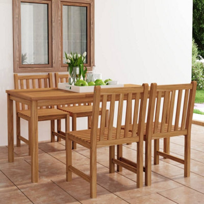 Berkfield 5 Piece Garden Dining Set Solid Teak Wood - image 1