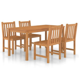 Berkfield 5 Piece Garden Dining Set Solid Teak Wood - thumbnail 2