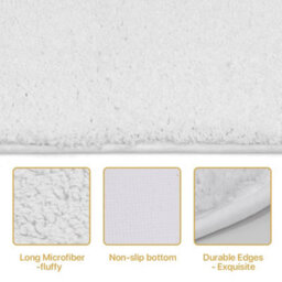 Darphe White Rectangular Non Slip Polyester Bath Mat 60Cm W X 40Cm D - thumbnail 7