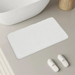 Darphe White Rectangular Non Slip Polyester Bath Mat 60Cm W X 40Cm D - thumbnail 2