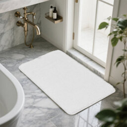 Darphe White Rectangular Non Slip Polyester Bath Mat 60Cm W X 40Cm D - thumbnail 1