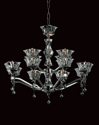 Luminosa Lighting Luminosa Bresica Lead Crystal Nickel 12 Arm Chandelier