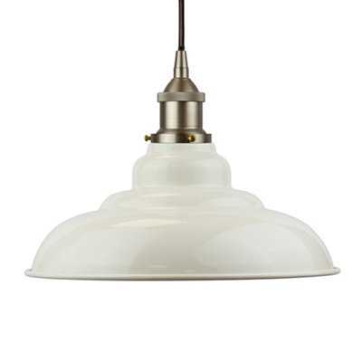 Clay White St Edmund's Painted Dome Pendant Light With Brushed Chrome Lamp Holder And Black Round Cable - Se Home - image 1