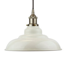 Clay White St Edmund's Painted Dome Pendant Light With Brushed Chrome Lamp Holder And Black Round Cable - Se Home - thumbnail 1