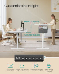LEDREM Electric Standing Desk, Height Adjustable Desk, 180 X 80 Cm, Continuous Adjustment, Spliced Desktop, 4 Memory Heights - thumbnail 4