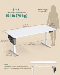 LEDREM Electric Standing Desk, Height Adjustable Desk, 180 X 80 Cm, Continuous Adjustment, Spliced Desktop, 4 Memory Heights - thumbnail 5