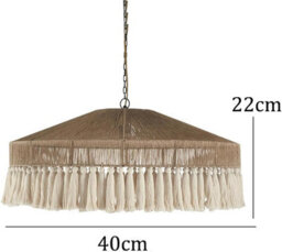 Large Boho Pendant Light Fixture Woven Basket Wicker Hemp Rope Ceiling Hanging Lamp For Dining Room Kitchen Bedroom Farmhouse - thumbnail 5