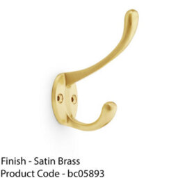 Loops Solid Brass Victorian Hat & Coat Hook - Wall Mounted Holder - Satin Brass - thumbnail 2