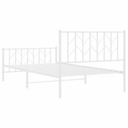 Berkfield Metal Bed Frame Without Mattress With Footboard White 107X203Cm - thumbnail 7
