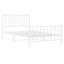 Berkfield Metal Bed Frame Without Mattress With Footboard White 107X203Cm - thumbnail 4