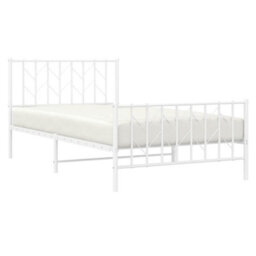 Berkfield Metal Bed Frame Without Mattress With Footboard White 107X203Cm - thumbnail 3