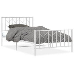 Berkfield Metal Bed Frame Without Mattress With Footboard White 107X203Cm - thumbnail 2