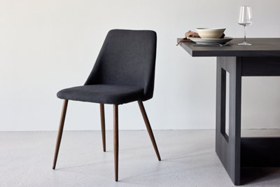 Set Of 2 Night Black Upholstery Dining Chairs- Steel With Mocca 3D Paper - D56Xw48Xh83Cm, Seat Height 49Cm - image 1