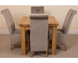 That's Furniture Richmond 90Cm - 150Cm Square Oak Extending Dining Table And 4 Chairs Dining Set With Montana Grey Fabric Chairs - thumbnail 2