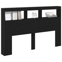 Walplus Headboard Cabinet With Led Black Oak 160X17X102 Cm - thumbnail 5