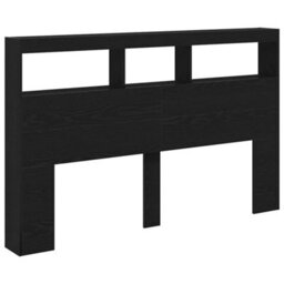 Walplus Headboard Cabinet With Led Black Oak 160X17X102 Cm - thumbnail 6