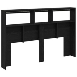Walplus Headboard Cabinet With Led Black Oak 160X17X102 Cm - thumbnail 9