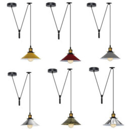 Ledsone Vintage Navy Blue Cone Pendant Light Metal Ceiling Hanging Lamp With 195Cm Adjustable Cable And E27 Bulb Holder - thumbnail 2