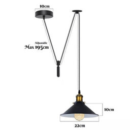 Ledsone Vintage Navy Blue Cone Pendant Light Metal Ceiling Hanging Lamp With 195Cm Adjustable Cable And E27 Bulb Holder - thumbnail 3