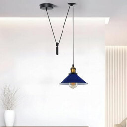 Ledsone Vintage Navy Blue Cone Pendant Light Metal Ceiling Hanging Lamp With 195Cm Adjustable Cable And E27 Bulb Holder - thumbnail 4