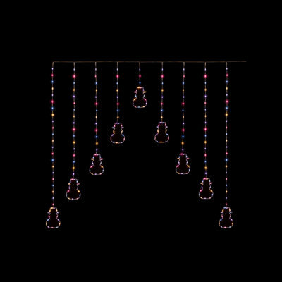 Premier Decorations Limited Snowman Christmas Window Curtain Light Decoration 258 Rainbow Leds 1.2M X 1.2M - image 1
