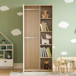 Lassic Vida Designs Neptune 1 Door 5 Shelf Wardrobe In White & Oak (H)1875mm (W)840mm (D)495mm - thumbnail 4
