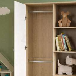 Lassic Vida Designs Neptune 1 Door 5 Shelf Wardrobe In White & Oak (H)1875mm (W)840mm (D)495mm - thumbnail 6