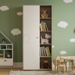 Lassic Vida Designs Neptune 1 Door 5 Shelf Wardrobe In White & Oak (H)1875mm (W)840mm (D)495mm - thumbnail 3