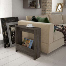 Decortie Simpi Modern Slim End Table Magazine Rack 55Cm Multipurpose Dark Coffee Living Room H 60Cm - thumbnail 6
