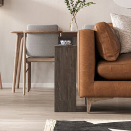 Decortie Simpi Modern Slim End Table Magazine Rack 55Cm Multipurpose Dark Coffee Living Room H 60Cm - thumbnail 5