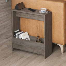 Decortie Simpi Modern Slim End Table Magazine Rack 55Cm Multipurpose Dark Coffee Living Room H 60Cm - thumbnail 1