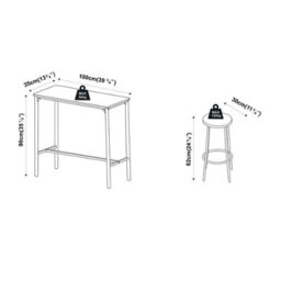 Urbn-Living Urbnliving Cancun Bar Table & 2/4 Stools Set Kitchen Dining Breakfast Industrial Furniture 3 Piece - Oak - thumbnail 4