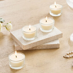 Living And Home 6 Pcs Eco-Friendly And Long-Lasting Fragrance Jasmine Scented Natural Vegetable Wax Candles In Clear Glass Cups - thumbnail 2
