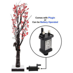 Long Life Lamps Company Led Indoor Christmas Brown Colour With Snow And Red Fruit 60Cm Mains And Battery Operated Tree05 - thumbnail 4