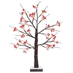 Long Life Lamps Company Led Indoor Christmas Brown Colour With Snow And Red Fruit 60Cm Mains And Battery Operated Tree05 - thumbnail 3